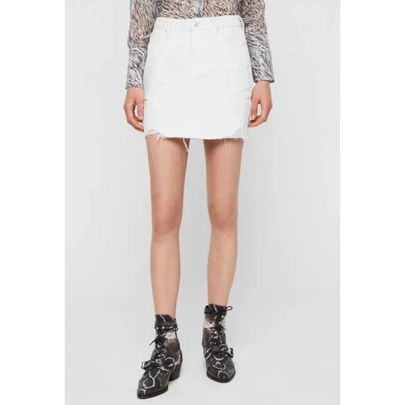 All Saints Women Betty Denim Skirt White Size 10UK / 6US - Picture 6 of 6